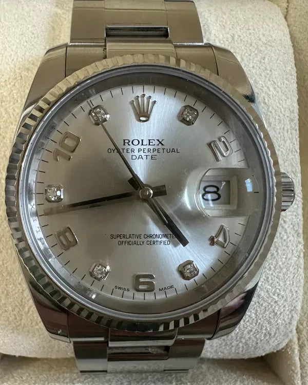 2015 Rolex Oyster Perpetual Date 34MM Silver Dial Oyster Bracelet (115234)
