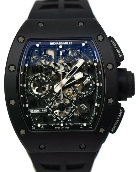 2015 Richard Mille RM 011 Black Phantom L.E. 50MM Skeleton Dial Rubber Strap (RM011)