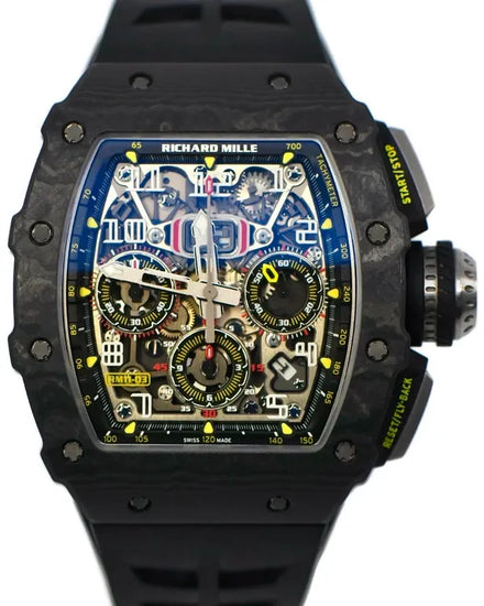 2020 Richard Mille RM 11 Flyback Chronograph 45MM Skeleton Dial Rubber Strap (RM11-03)