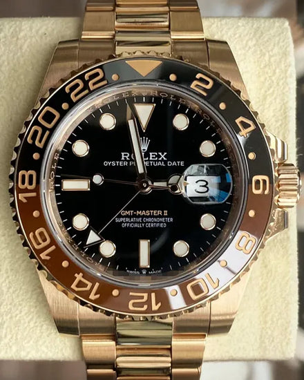 2022 Rolex GMT-Master II "Root Beer" 40MM Black Dial Rose Gold Bracelet (126715CHNR)