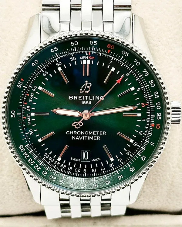 2023 Breitling Navitimer 41MM Green Dial Steel Bracelet (A17326)