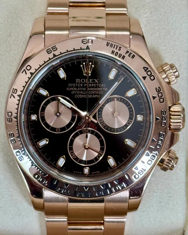2014 Rolex Cosmograph Daytona 40MM Black Dial Rose Gold Oyster Bracelet (116505)