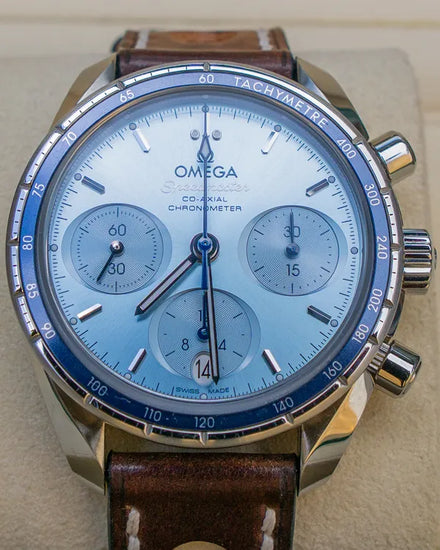 Omega Speedmaster 38MM Blue Dial Aftermarket Leather Strap (324.30.38.50.03.001)