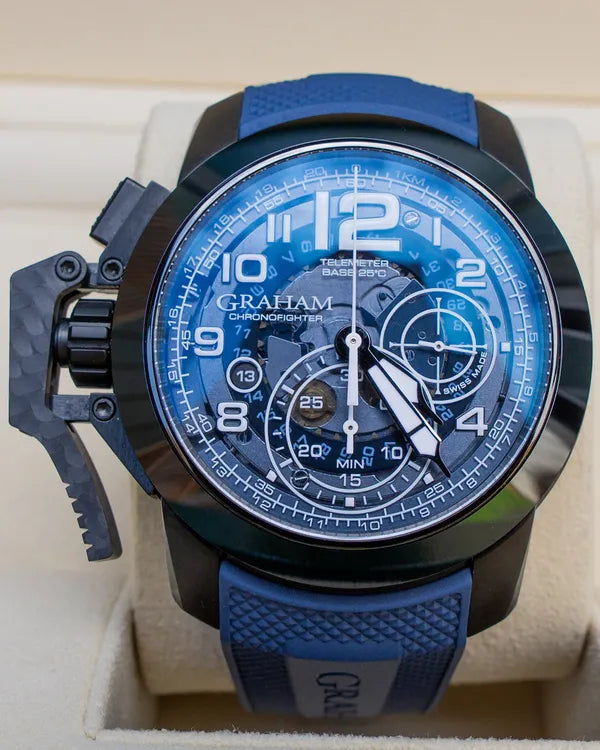 Graham Chronofighter 47MM Blue Dial Rubber Strap (2CCAU.U04A)