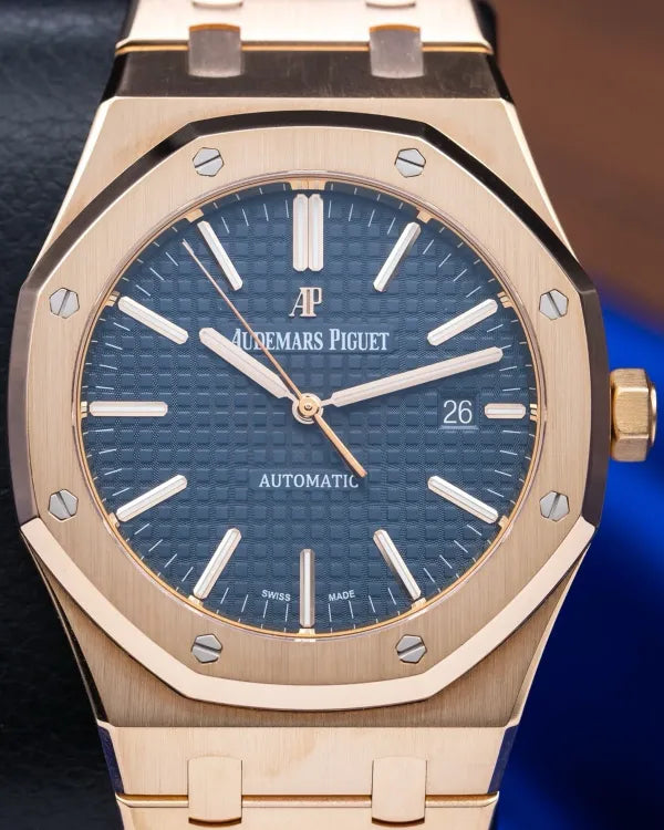 2015 Audemars Piguet Royal Oak 41MM Blue Dial Rose Gold Bracelet (15400OR.OO.1220OR.03)