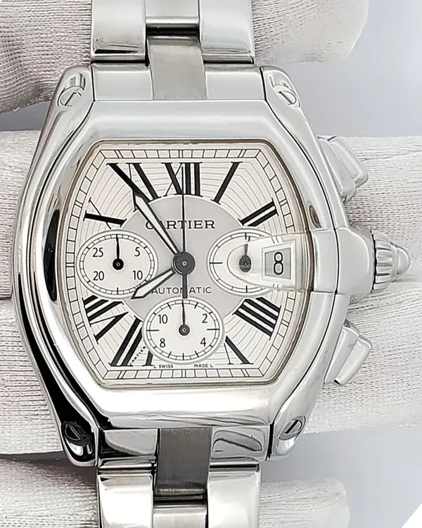 Cartier Roadster XL 43MM Silver Dial Steel Bracelet (W62019X6)
