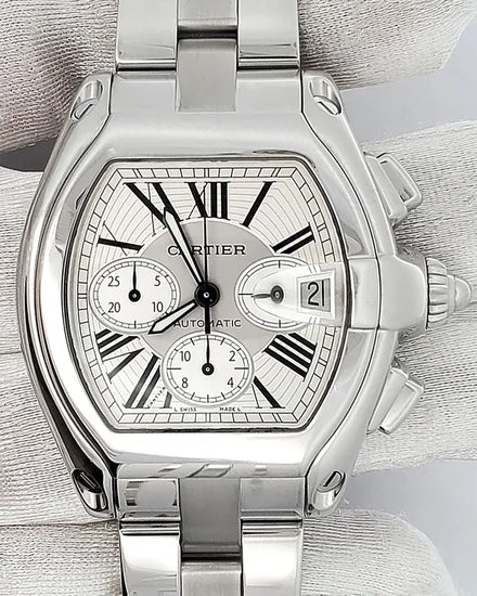 Cartier Roadster XL 43MM Silver Dial Steel Bracelet (W62019X6)