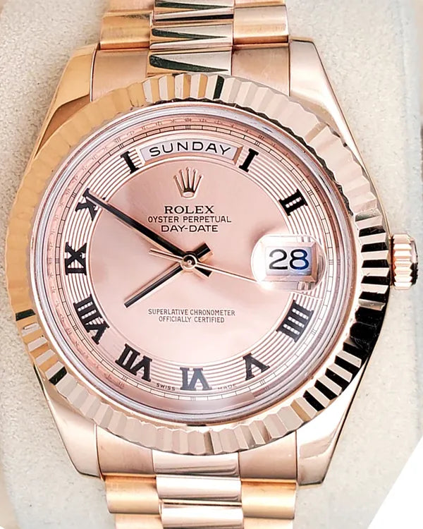 Rolex Day-Date II 41MM Pink Dial Rose Gold President Bracelet (218235)