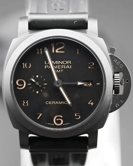 Panerai Luminor 1950 3 Days GMT 44MM Black Dial Rubber Strap (PAM00441)