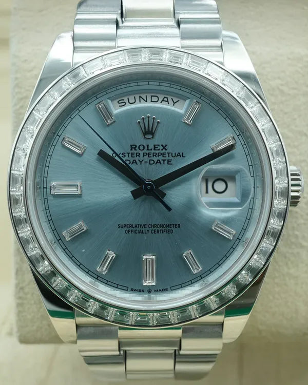 2022 Rolex Day-Date 40MM Ice Blue Dial Platinum President Bracelet (228396TBR)