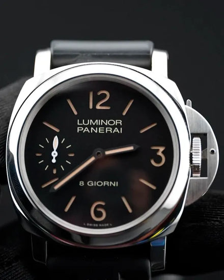 2021 Panerai Luminor Base 8 Days 44MM Black Dial Rubber Strap (PAM00915)