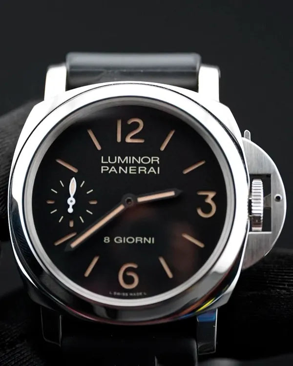 2021 Panerai Luminor Base 8 Giorni 44MM Black Dial Rubber Strap (PAM00915)