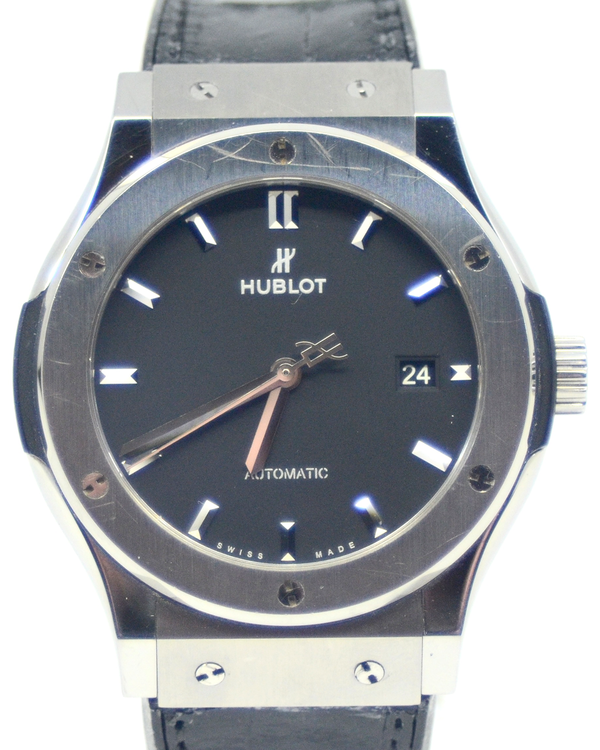 2018 Hublot Classic Fusion 42MM Black Dial Leather Strap (542.NX.1171.LR)