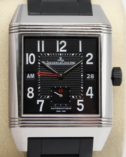 Jaeger-LeCoultre Reverso Squadra Hometime 35MM Black Dial Rubber Bracelet (230.8.77)