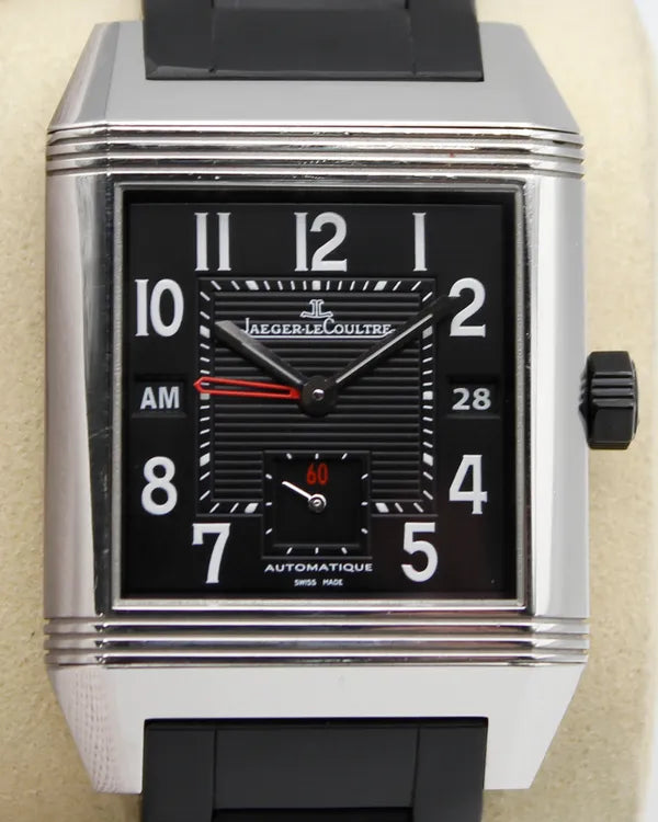 Jaeger-LeCoultre Reverso Squadra Hometime 35MM Black Dial Rubber Bracelet (230.8.77)