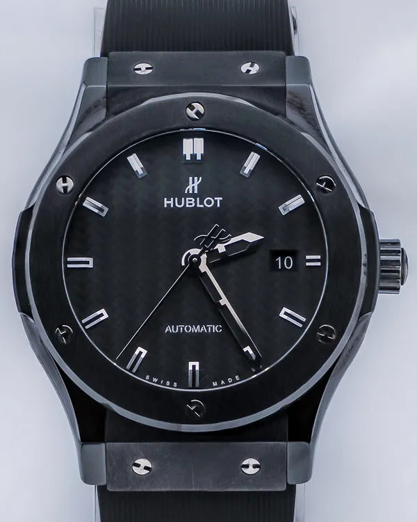 2016 Hublot Classic Fusion Black Magic 42MM Black Carbon Dial Rubber Strap (542.CM.1770.RX)