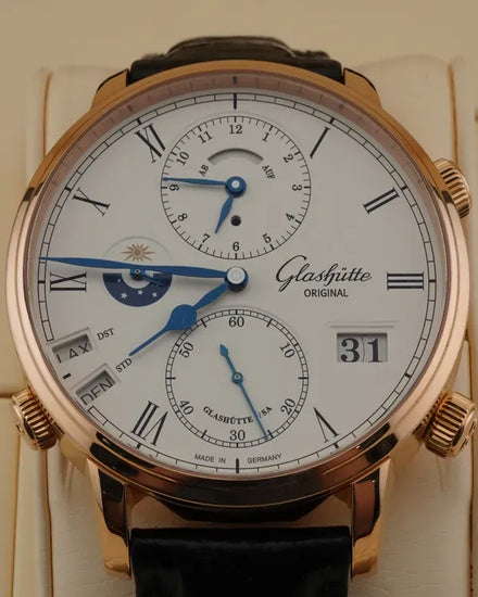 2017 Glashütte Original Senator Cosmopolite 44MM White Dial Leather Strap (1-89-02-01-05-30)