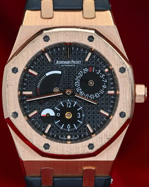 Audemars Piguet Royal Oak Dual Time 39MM Black Dial Aftermarket Rubber Strap (26120OR.OO.D088CR.01)