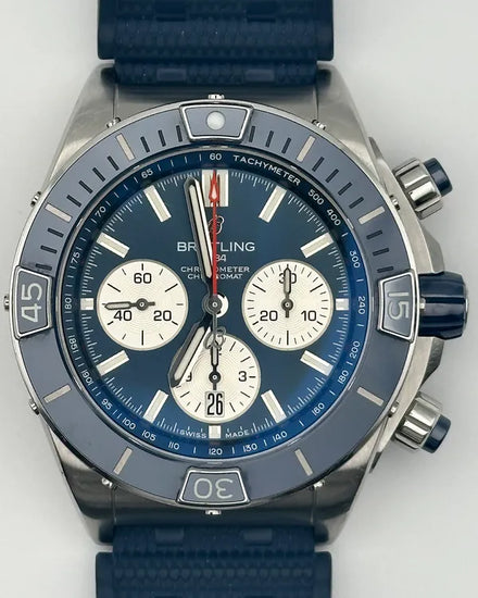 Breitling Super Chronomat B01 44MM Blue Dial Rubber Strap (AB0136)