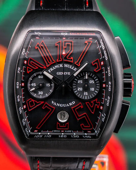 2018 Franck Muller Vanguard Chronograph 45MM Black Dial Leather Strap (V45 CC DT TT NR)
