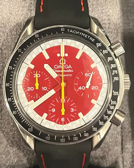 Omega Speedmaster "Michael Schumacher" 39MM Red Dial Rubber Strap (3510.61.00)