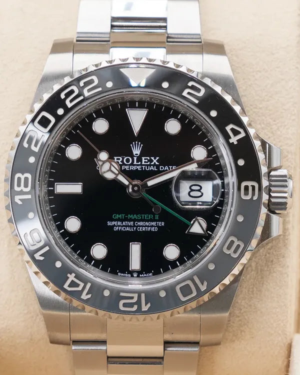 2024 Rolex GMT-Master II "Bruce Wayne" 40MM Black Dial Oyster Bracelet (126710GRNR)