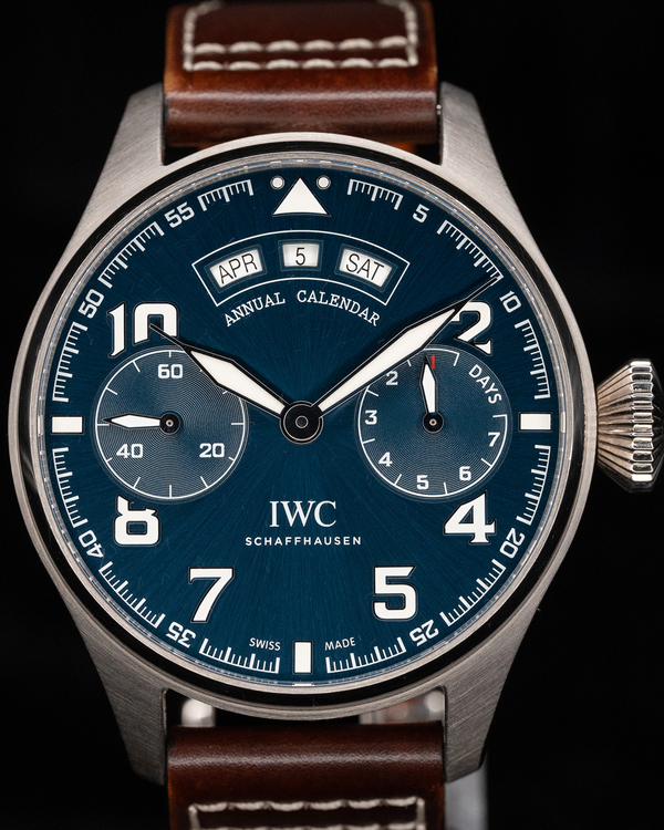 2017 IWC Schaffhausen Pilot Annual Calendar "Le Petit Prince" L.E. 18K Gold 46.2MM Blue Dial Leather Strap (IW502703)