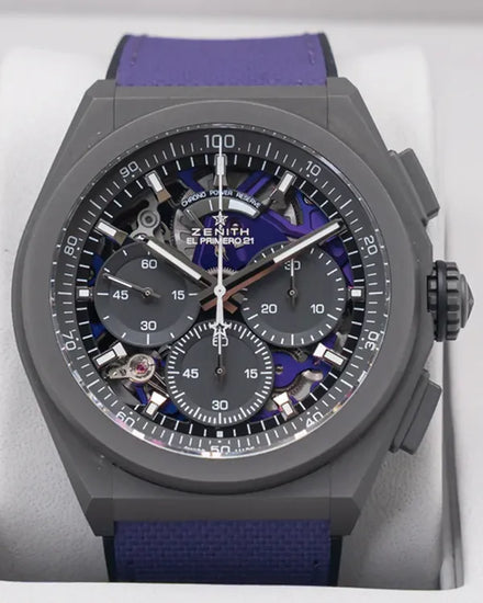 2023 Zenith Defy El Primero 21 Ultraviolet 44MM Skeleton Dial Rubber Strap (97.9001.9004/80.R922)