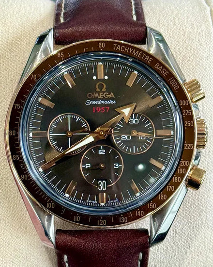 2009 Omega Speedmaster Broad Arrow 42MM Brown Dial Leather Strap (321.93.42.50.13.001)