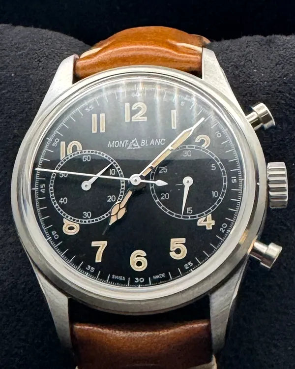2022 Montblanc 1858 Chronograph 41MM Black Dial Leather Strap (MB117836)