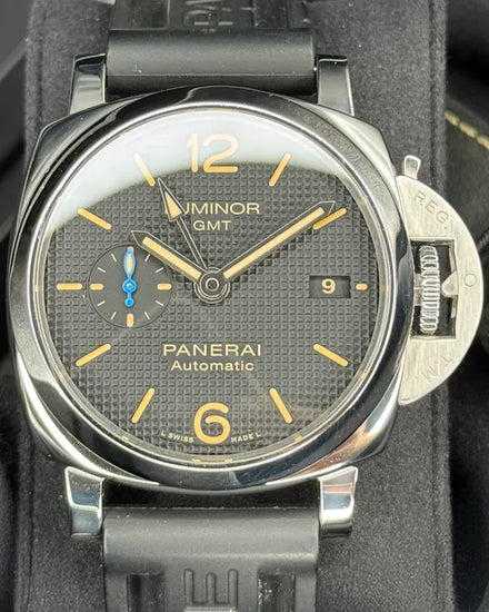 2017 Panerai Luminor GMT 1950 3 Days 42MM Black Dial Rubber Strap (PAM01535)