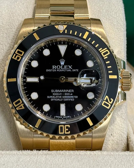 2013 Rolex Submariner Date 40MM Black Dial Yellow Gold Oyster Bracelet (116618LN)