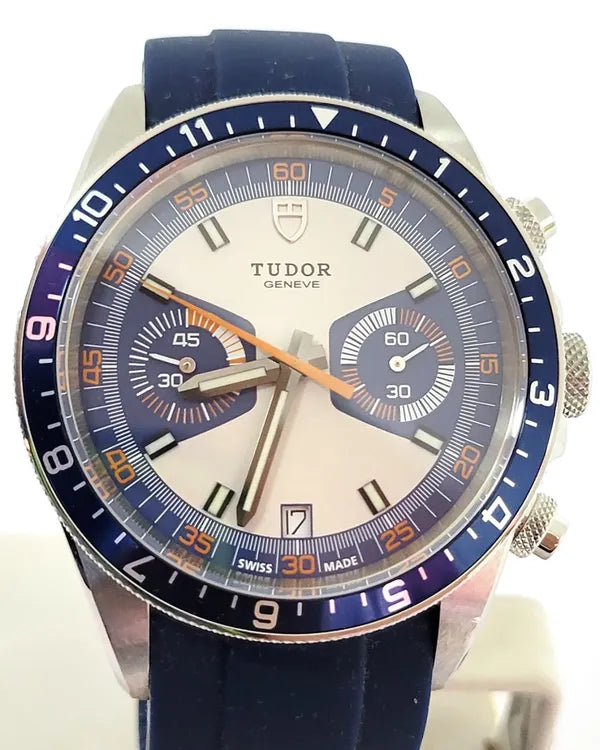 Tudor Heritage Chrono 42MM Blue Dial Aftermarket Rubber Strap (70330B)