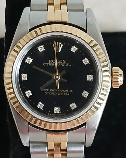 2004 Rolex Oyster Perpetual 24MM Black Dial Two-Tone Jubilee Bracelet (76193)