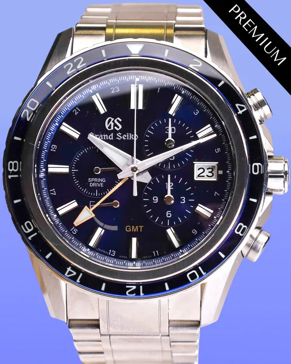 2022 Grand Seiko Evolution 9 Chronograph GMT 15th Anniversary L. E. 45.3MM Blue Dial Titanium Bracelet (SBGC249G)