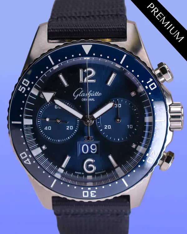 2023 Glashütte Original SeaQ Chronograph 42.3MM Blue Dial Textile Strap (1-37-23-02-81-36)