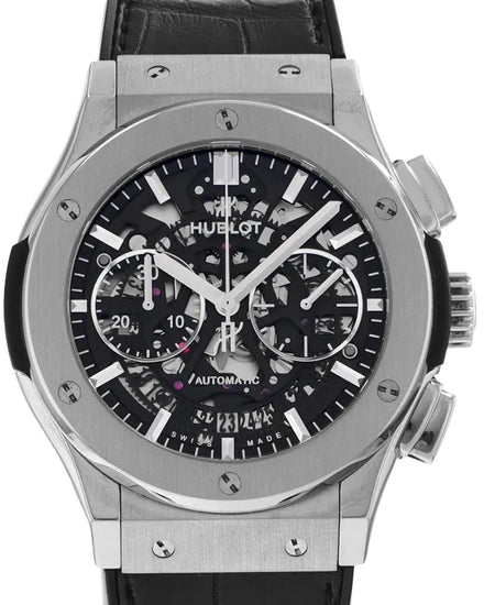 Hublot Classic Fusion Aerofusion 45MM Skeleton Dial Leather Strap (525.NX.0170.LR)
