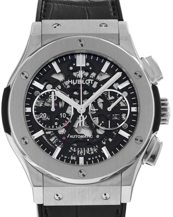 Hublot Classic Fusion Aerofusion 45MM Skeleton Dial Leather Strap (525.NX.0170.LR)