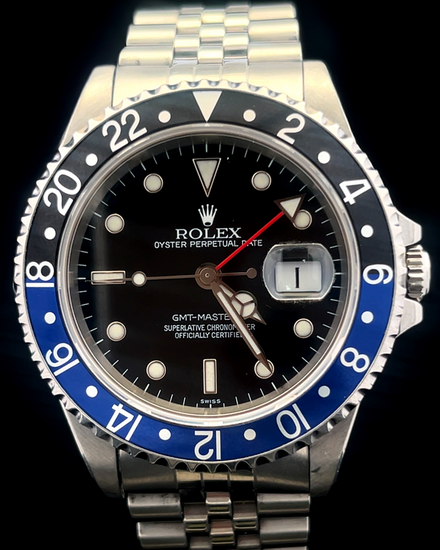 Rolex GMT-Master II "Aftermarket Batgirl" 40MM Black Dial Jubilee Bracelet (16710)