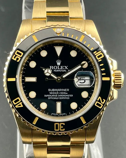 2010 Rolex Submariner Date 40MM Black Dial Yellow Gold Oyster Bracelet (116618N)