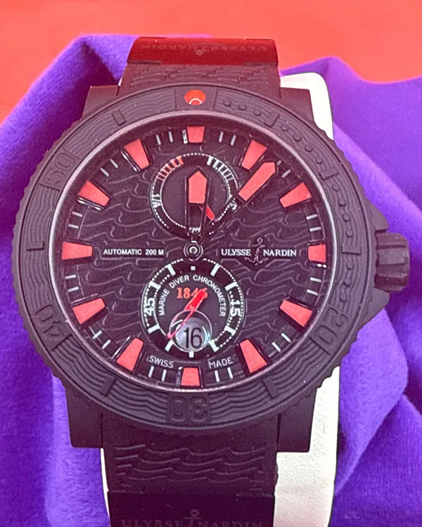 (OSCAR) 2014 Ulysse Nardin Marine Diver Black Sea 45.8MM Black Dial Rubber Strap (263-92-3C)