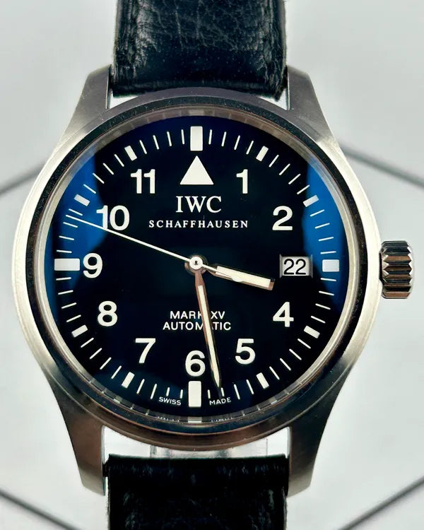 IWC Schaffhausen Pilot Mark XV 38MM Black Dial Leather Strap (IW325301)
