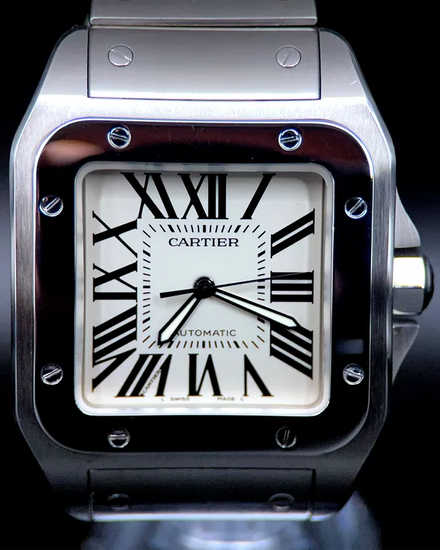 Cartier Santos 100 XL 38MM White Dial Steel Bracelet (2656)