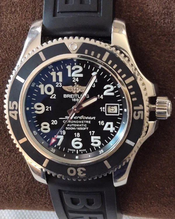 2018 Breitling Superocean II 42MM Black Dial Rubber Strap (A17365C9/BD67)
