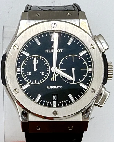 2018 Hublot Classic Fusion Chronograph 45MM Black Dial Leather Strap (521.NX.1171.LR)