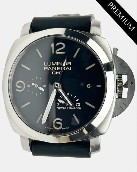 2015 Panerai Luminor 1950 3 Days GMT 44MM Black Dial Rubber Strap (PAM00321)