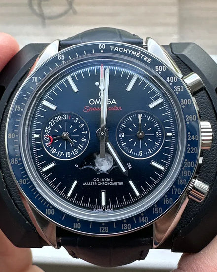 2020 Omega Speedmaster Moonphase 44.25MM Blue Dial OEM Leather Strap (304.33.44.52.03.001)