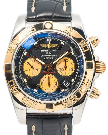 Breitling Chronomat Evolution 44MM Black Dial Leather Strap (CB0110)