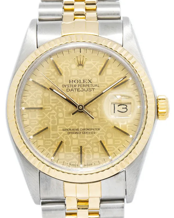 Rolex Datejust 36MM "Jubilee Motif" Champagne Dial Two-Tone Jubilee Bracelet (16013)