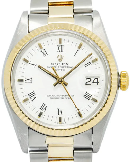 Rolex Oyster Perpetual Date 34MM White Dial Two-Tone Oyster Bracelet (1500)